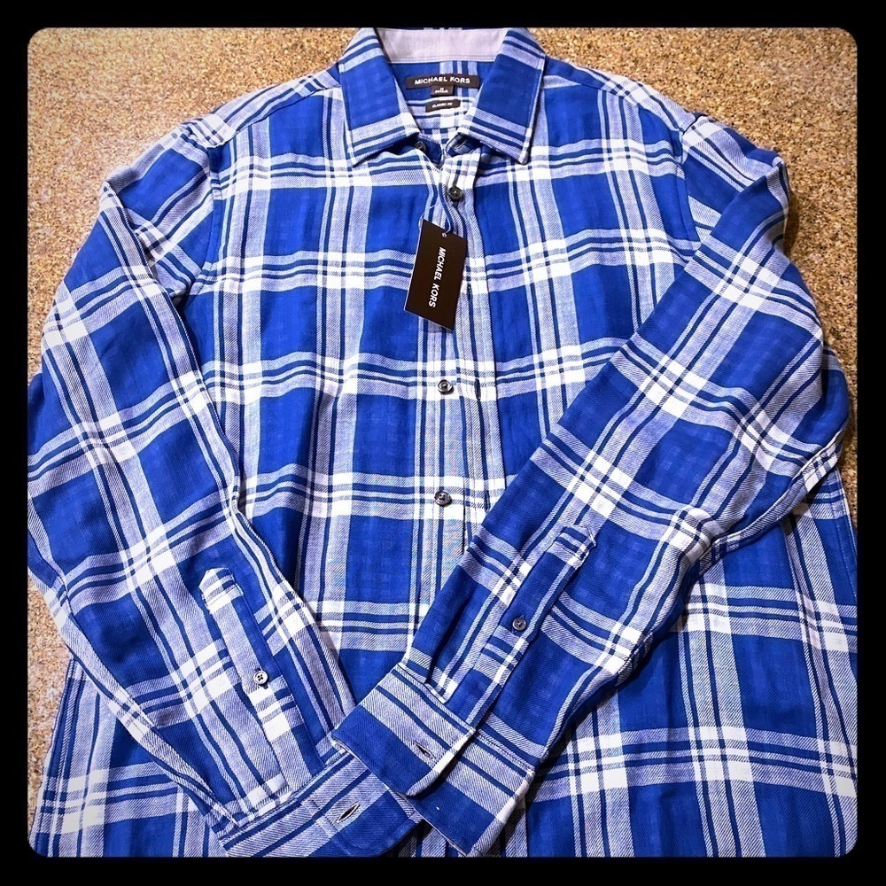 Michael Kors Flannel Resort 1 Marine Blue Med NWT​​​​​​​​​​​